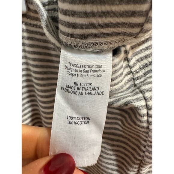 Tea Collection Full Length Grey Striped Stretchy Leggings 100% Cotton Size 8 - Picture 4 of 6